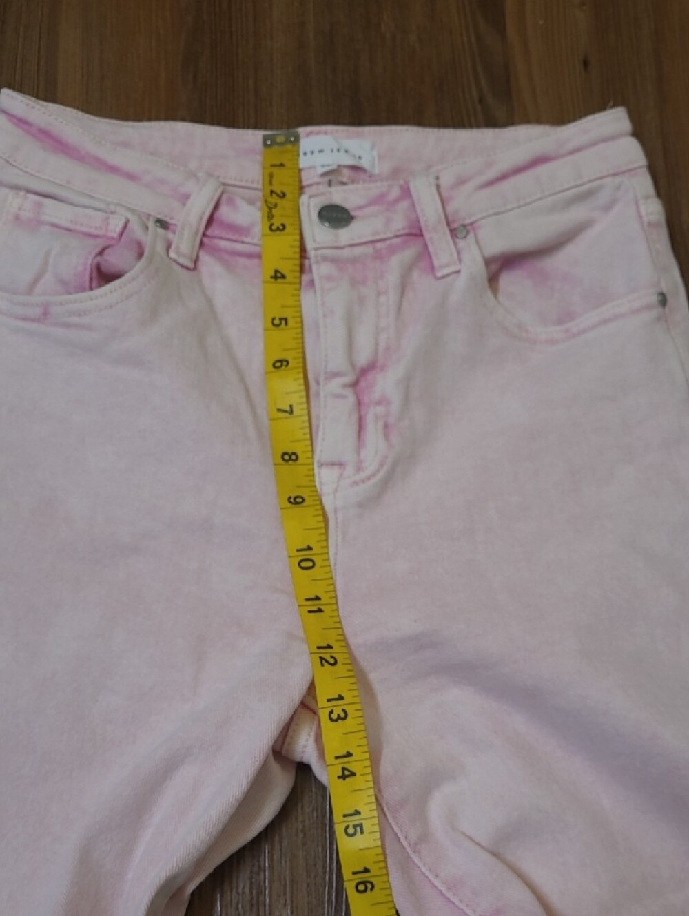 High-Rise Pink Wide-Leg Jeans with Frayed Hem - Picture 4 of 16
